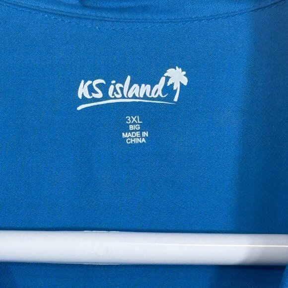 KS Island Mens Blue Short Sleeve Button-Up Shirt Size 3X Casual Retro Style - Picture 6 of 7